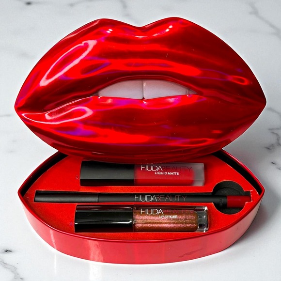 HUDA Beauty Contour & Strobe Lip Set limited Edition Heartbreaker/Shameless - Picture 1 of 7
